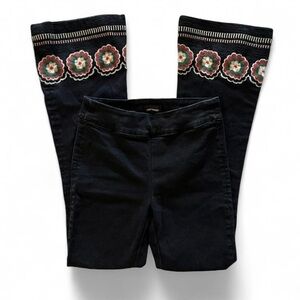 DRIFTWOOD Free People Wyatt Pull-On Flare Pants with Embroidered Hem